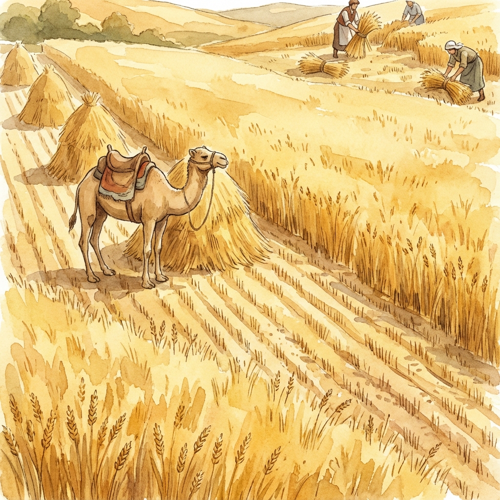 Harvest Fields with Sara the Camel